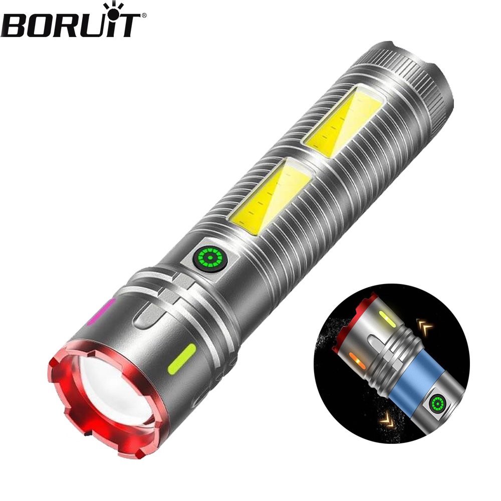 Outdoor Power Meter Bike - BORUiT Масштабируемый светодиодный фонарик Type-C Перезаряжаемый